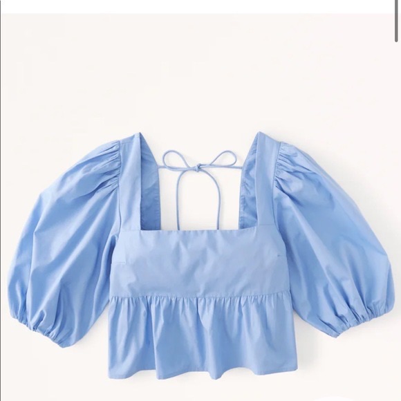 Nwt Abercrombie & Fitch Puff Sleeve Poplin Squareneck Top